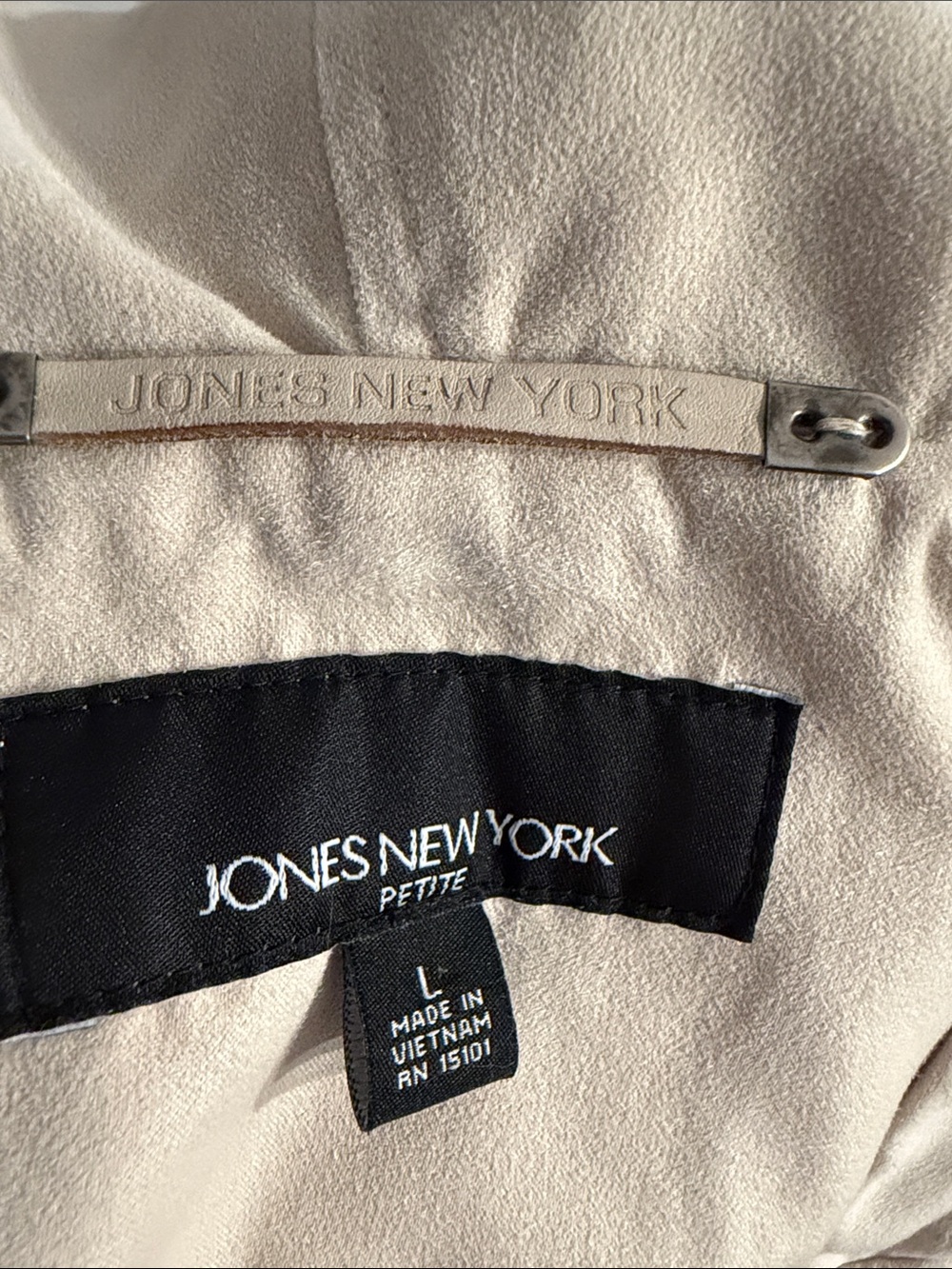 Jones New York Cream Hooded Zip-Up Utility Jacket size Large petite - Picture 4 of 5